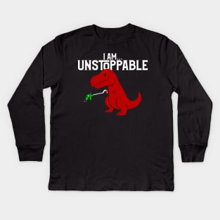 Cute & Funny I Am Unstoppable T-Rex Dinosaur Pun Kids Long Sleeve T-Shirt